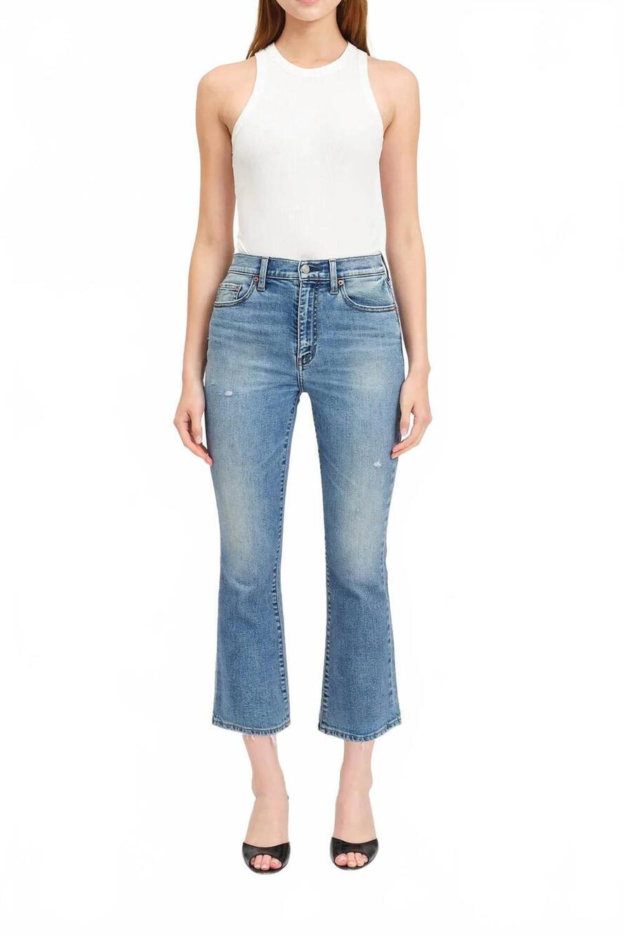 NEW DAZE women's denim shy girl crop flare jeans in pda